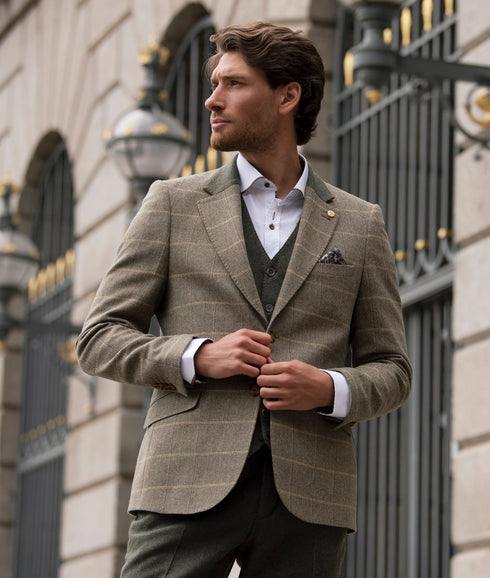 Herringbone Check Jacket - Green