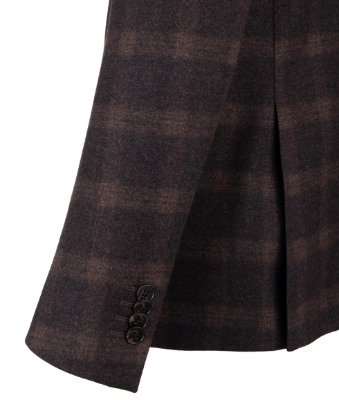 Checked Jacket with Floral Lining - Brown