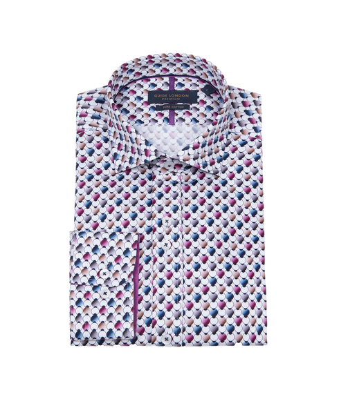 Men's Long Shirt with Geometric Pattern - Multi