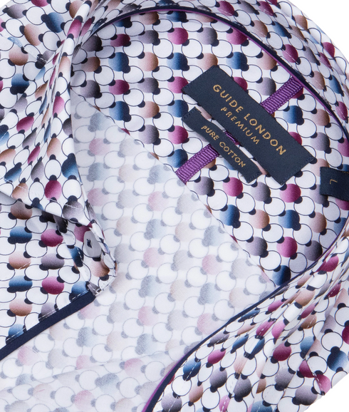 Men's Long Shirt with Geometric Pattern - Multi