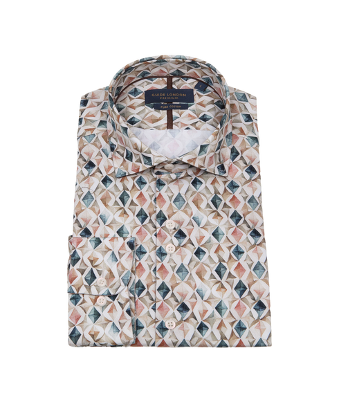 Long Sleeve Watercolour Geometric Shirt - Multi
