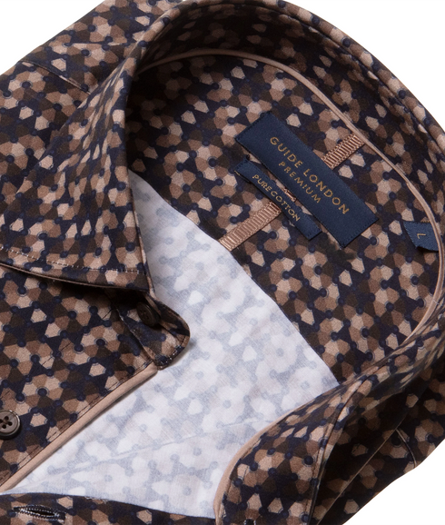 Geometric Long Sleeve Cotton Shirt - Multi