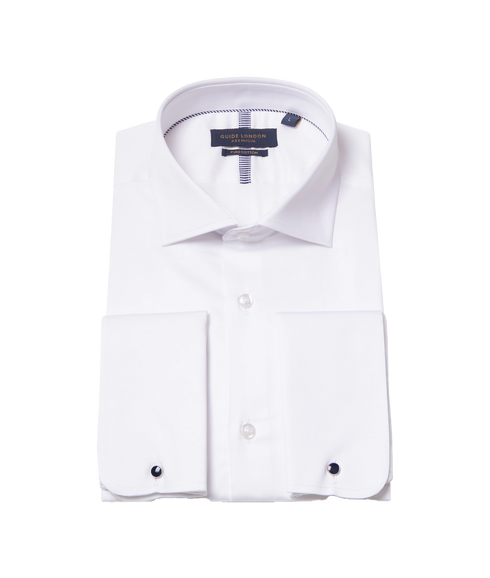 Modern Shirt with Contrast Cuff Buttons - White
