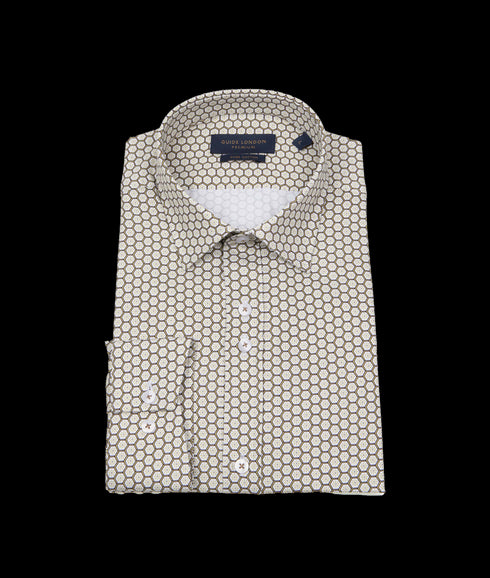 Geo Print Shirt - Sage/White