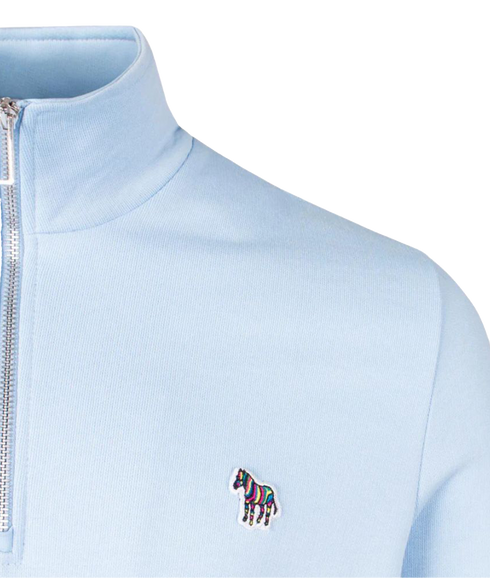 Zebra Logo Zip-Neck Sweatshirt - Blue