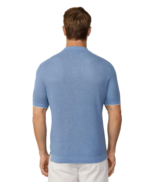 Knit Stitch Ss Polo - Ice Blue