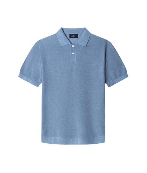 Knit Stitch Ss Polo - Ice Blue