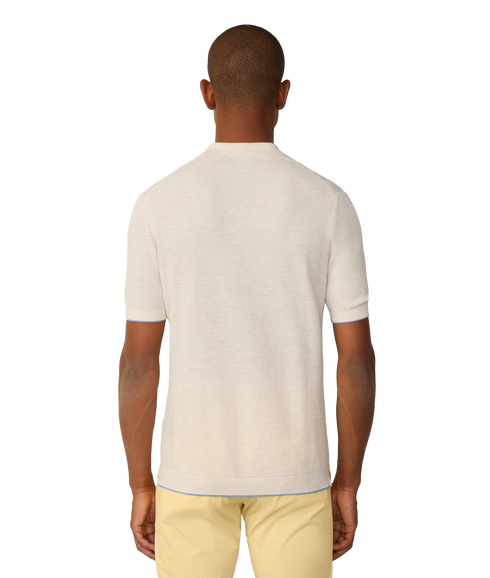 Knit Stitch Ss Polo - Light Beige