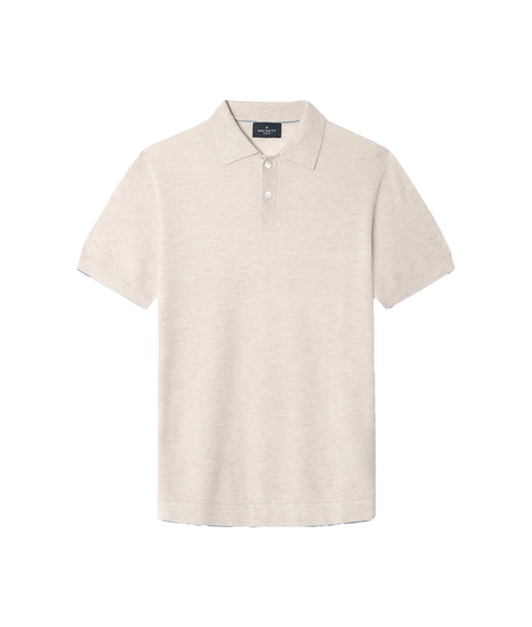 Knit Stitch Ss Polo - Light Beige