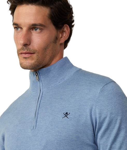 Cotton Silk Hzip - Sea Blue