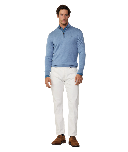 Cotton Silk Hzip - Sea Blue