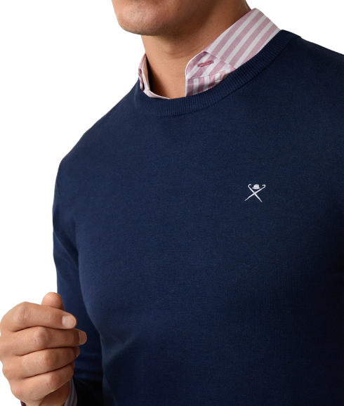 Cotton Silk Crew - Ink Blue