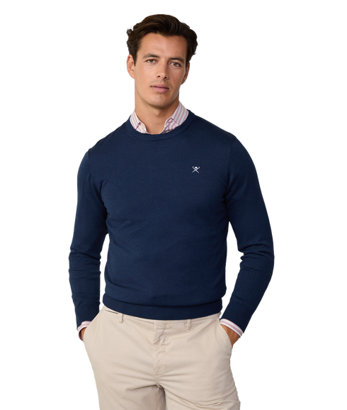 Cotton Silk Crew - Ink Blue