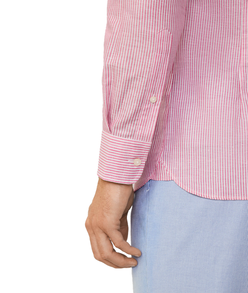 Linen Bengel Stripe - Hibiscus Pink