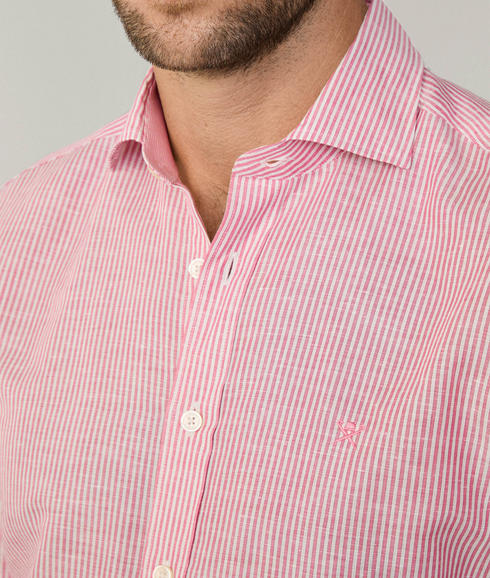 Linen Bengel Stripe - Hibiscus Pink