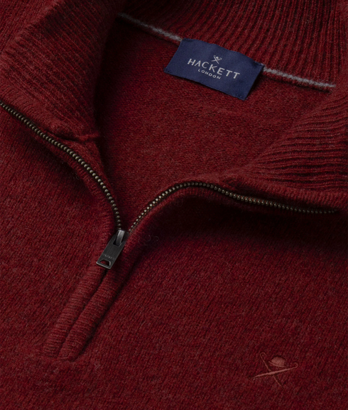 Lambswool Hzip - Burgundy