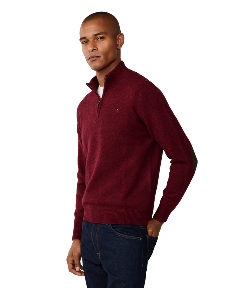 Lambswool Hzip - Burgundy
