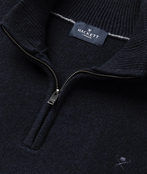Lambswool Hzip - Midnight Blue