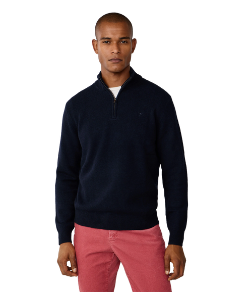 Lambswool Hzip - Midnight Blue