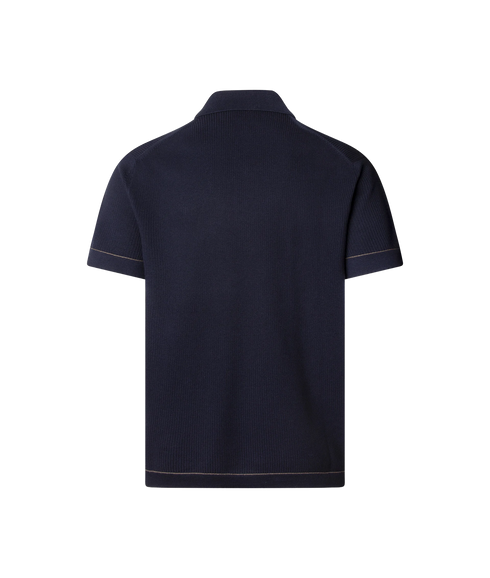 Textured Knit Polo - Dark Denim