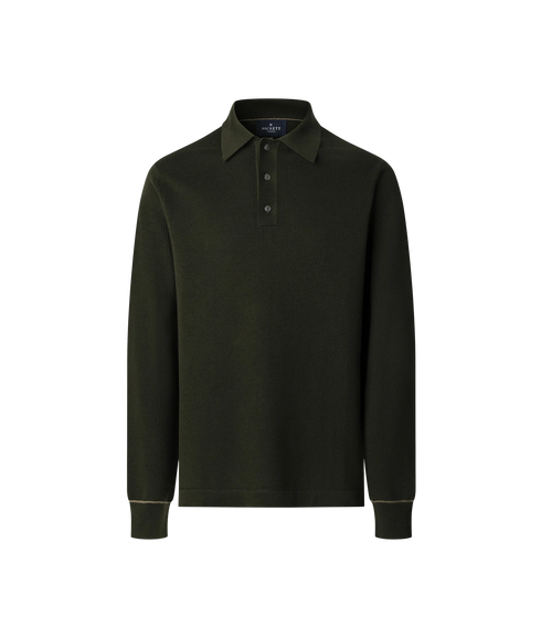 Textured Knit Ls Polo - Hunter Green