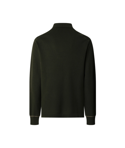 Textured Knit Ls Polo - Hunter Green