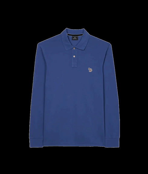 Long-Sleeve Zebra Logo Polo Shirt - Blue