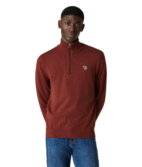 Zebra Logo Zip-Neck Sweatshirt - Red