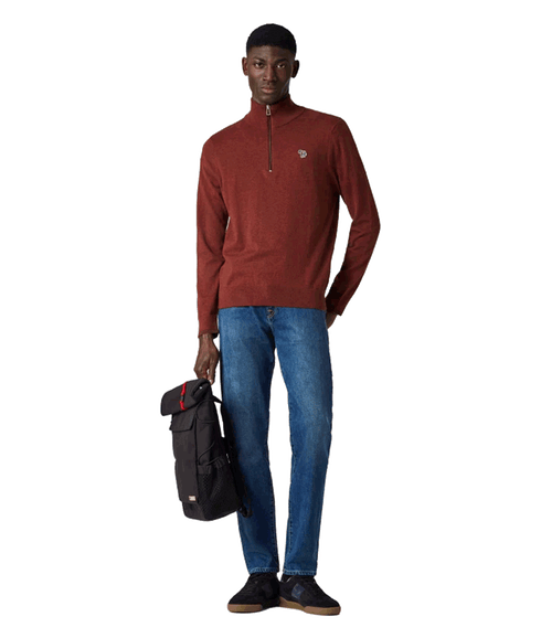 Zebra Logo Zip-Neck Sweatshirt - Red