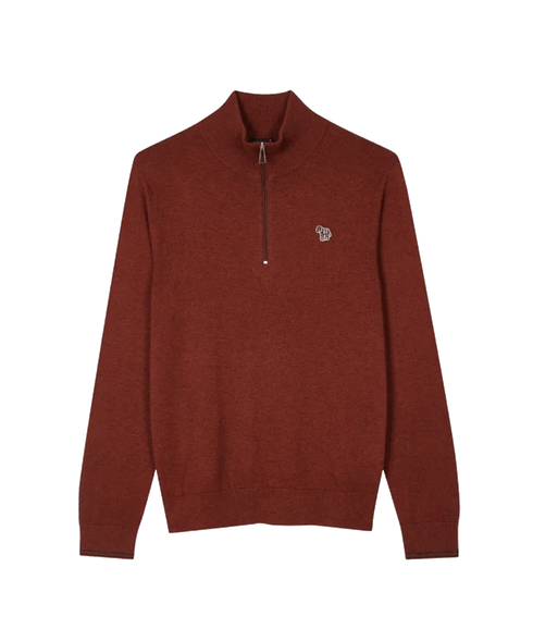 Zebra Logo Zip-Neck Sweatshirt - Red