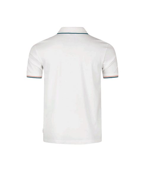 Striped Placket Polo Shirt - White