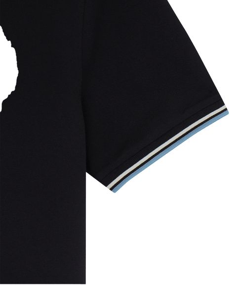 Striped Placket Polo Shirt - Black