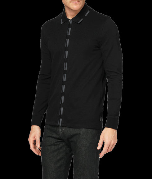 Long Sleeve Zip Shirt - Black
