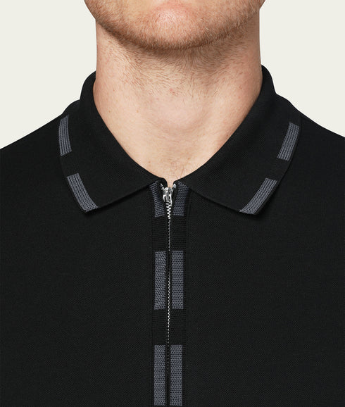 Long Sleeve Zip Shirt - Black