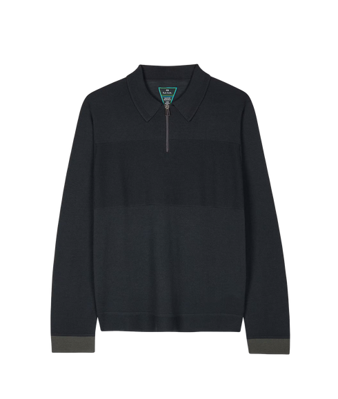Sweater Ls Polo - Black Melange