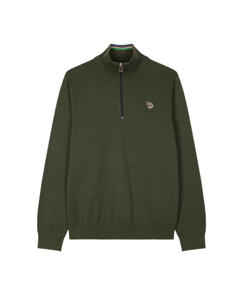 Sweater Zip Neck Zeb Bad - Very Dark Green