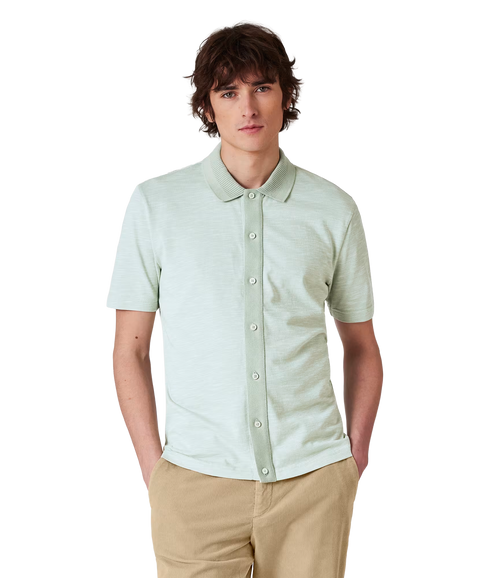 Ss Polo Shirt Button Front - Green