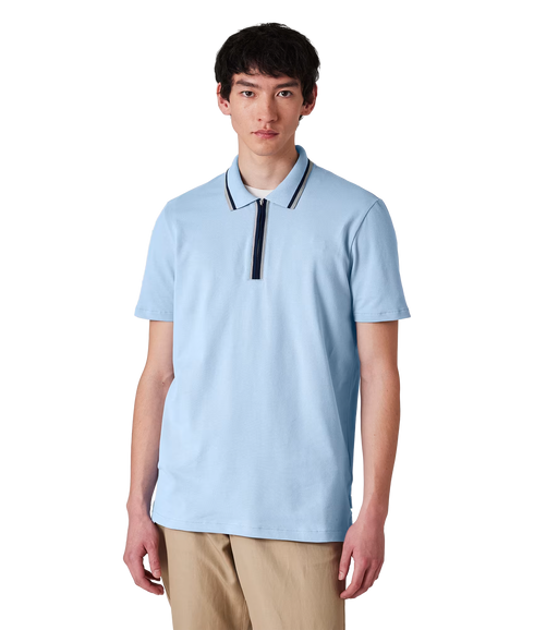 Reg Fit Half Zip Polo - Light Blue