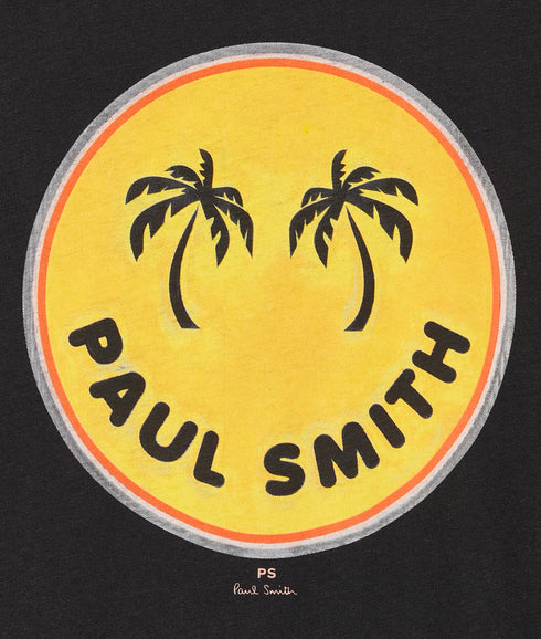 Reg Fit Ss T Shirt Palm Trees - Black