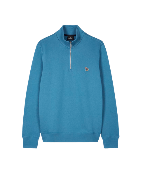 Reg Fit Half Zip Sweat Zebra - Petrol Blue