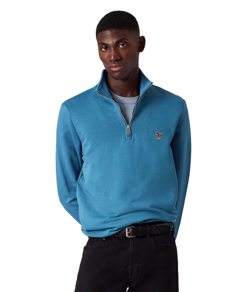 Reg Fit Half Zip Sweat Zebra - Petrol Blue