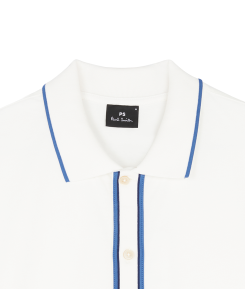 Mens Reg Ss Button Front Polo - Off White