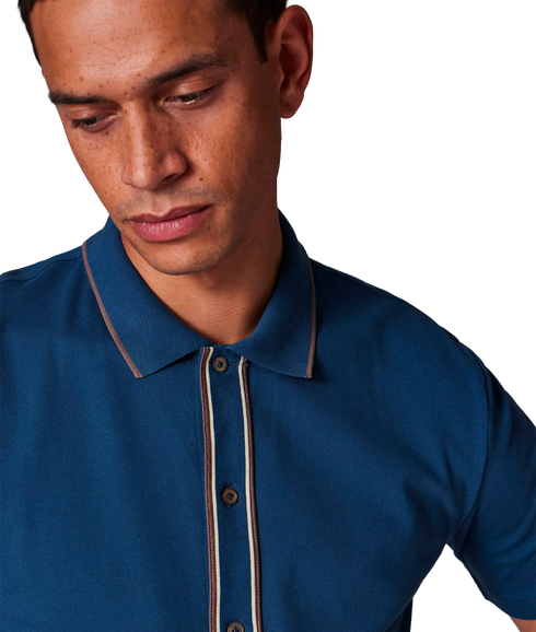 Mens Reg Ss Button Front Polo - Petrol Green