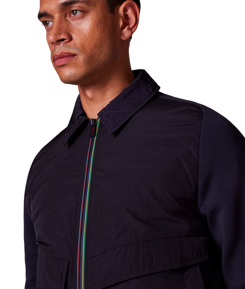 Mens Mixed Media Gilet - Very Dark Navy