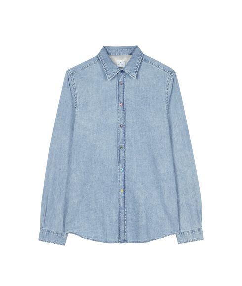 Mens Ls Tailored Fit Shirt Ss Buttons - Light Base