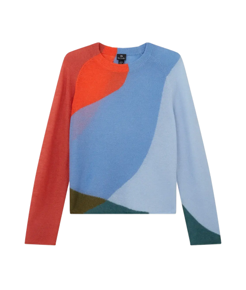 Womens Knitted Sweater Crew Neck - Blue