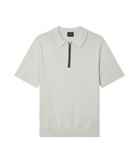 Mens Sweater Ss Polo - Grey