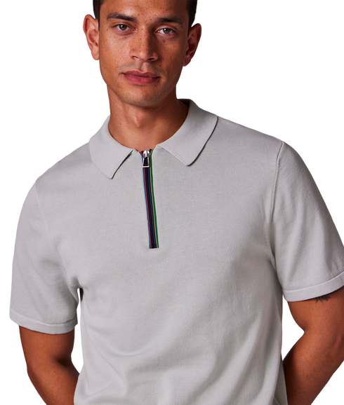 Mens Sweater Ss Polo - Grey