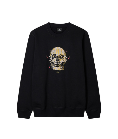 Mens Reg Fit Sweat Skull - Black