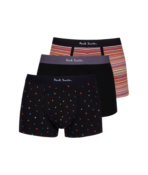 Men Trunk 3 Pk Blk/Prt/Sig - Mixed Plate